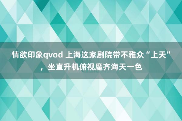 情欲印象qvod 上海这家剧院带不雅众“上天”，坐直升机俯视魔齐海天一色