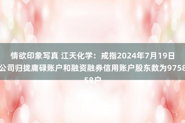 情欲印象写真 江天化学：戒指2024年7月19日，公司归拢庸碌账户和融资融券信用账户股东数为9758户