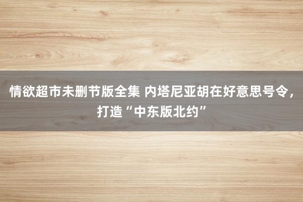 情欲超市未删节版全集 内塔尼亚胡在好意思号令，打造“中东版北约”