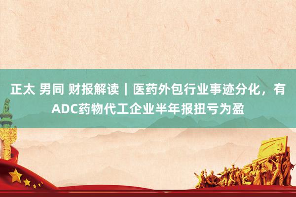 正太 男同 财报解读｜医药外包行业事迹分化，有ADC药物代工企业半年报扭亏为盈