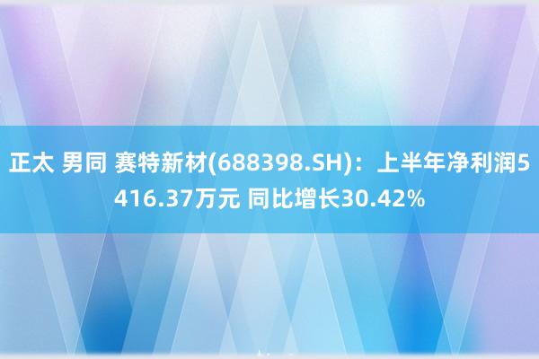 正太 男同 赛特新材(688398.SH)：上半年净利润5416.37万元 同比增长30.42%