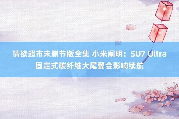 情欲超市未删节版全集 小米阐明：SU7 Ultra固定式碳纤维大尾翼会影响续航